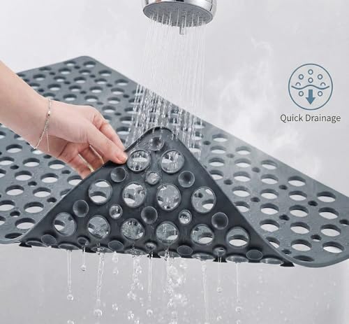 Nonslip Bathtub Mat Extra Soft TPE Bath Mat for Kids, Machine Washable Bathroom Shower Mat(Gray/ 30L x 17W Inch) - color: Gray, size: 30" x 17" (Rectangular)