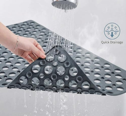 Nonslip Bathtub Mat Extra Soft TPE Bath Mat for Kids, Machine Washable Bathroom Shower Mat(Gray/ 30L x 17W Inch) - color: Gray, size: 30" x 17" (Rectangular)