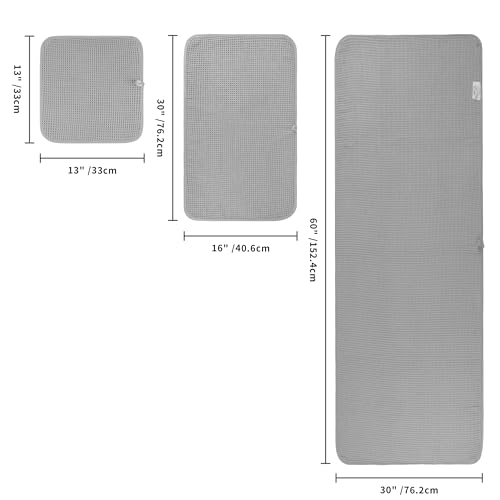 POLYTE 430 GSM Poly Blend Microfiber Quick Dry Waffle Bath Towel Set of 6 | 2-Body Towels, 2-Hand Towels, 2-Wash cloths, Oversize, Lint Free - color: Light Gray,royal Blue