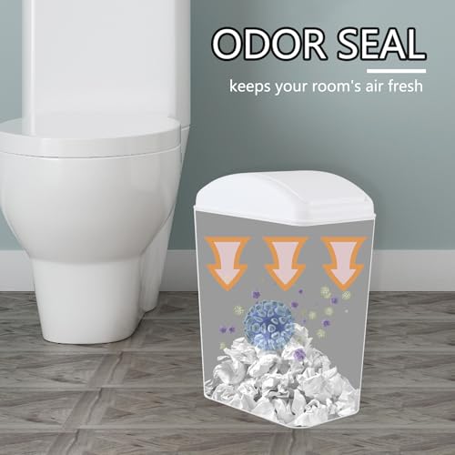 4.2 Gallon Swing Top Trash Can, Slim Plastic Wastebasket | Space-Saving Narrow Bin for Bathroom, Kitchen, Office, Easy Swing Lid, White, Lightweight and Easy to Clean - color: White