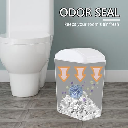 4.2 Gallon Swing Top Trash Can, Slim Plastic Wastebasket | Space-Saving Narrow Bin for Bathroom, Kitchen, Office, Easy Swing Lid, White, Lightweight and Easy to Clean - color: White