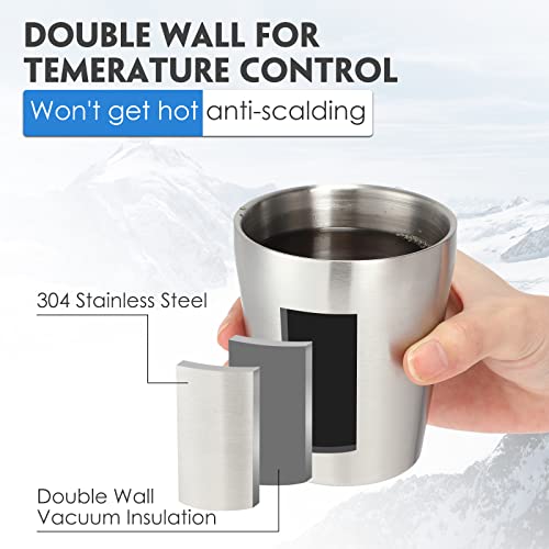 Mimorou 8 Pack Stainless Steel Insulated Cup 10 oz Metal Tumbler Double Wall Vacuum Water Glasses Camping Reusable Mugs Bbq Home Office Party Coffee - color: Silver, size: 10 oz