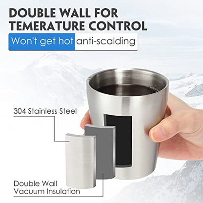 Mimorou 8 Pack Stainless Steel Insulated Cup 10 oz Metal Tumbler Double Wall Vacuum Water Glasses Camping Reusable Mugs Bbq Home Office Party Coffee - color: Silver, size: 10 oz