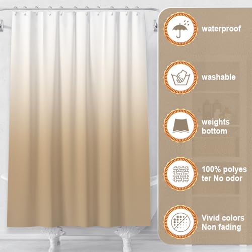 Shower Curtain Sets with Rugs and Adjustable Toilet Seat Cover | 4 Pcs Beige Bathroom Sets with Shower Curtain and Rugs and Microfiber Toilet Lid Cover - color: Beige