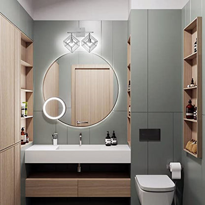 Bathroom Vanity Light with 2 Bulbs Bathroom Light Fixtures Over Mirror with 2 Rotatable Cube Shades Modern Wall Mounted Silver Brushed Nickle - color: Brushed Nickel, size: 2-Lights ( 16" Width )