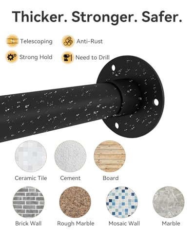 Corner Shower Curtain Rod Diamond Shaped, [22"-34.3"]x32"x[22"-34.3"] Heavy-Duty NEO Angle Shower Pole for Bathroom Bathtub with 12 Hooks & Ceiling Support - size: [22"-34.3"]x32"x[22"-34.3"]