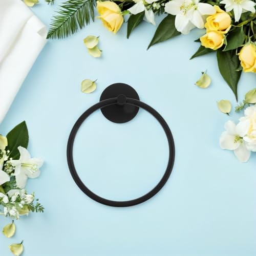 SUPVOX Stainless Steel Hand Towel Holder Ring Self-Adhesive No Drilling Bathroom Wall Mounted Towel Rack Space-Saving for Washroom