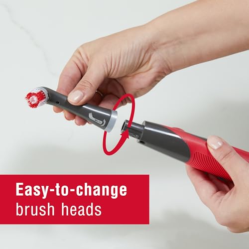 Rubbermaid Reveal Power Scrubber with Multi-Purpose Head, Cordless Electric Battery Powered Scrub Brush, Water Resistant, for Home/Kitchen/Bathroom/Grout/Tile/Shower/Tub - style: 2-Piece Kit
