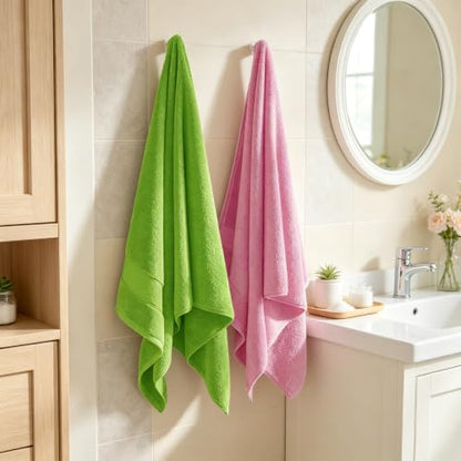 COZYART Bath Towel Set 6 PCS, Luxury 100% Turkish Cotton 650GSM Ultra Soft | Absorbent Quick Dry, OEKO‑Tex 100 Cert. Zero Twist Ring Spun Cotton, Plush Fluffy, Breathable Hotel Quality Bathroom Towels - color: Grass Green