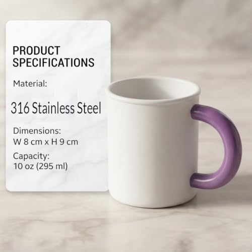 Bathroom 10oz Mouthwash Cup, 316 Stainless Steel Inner with Handle (Pink) | 1. 316 Stainless Steel 2. Comfort Grip Handle 3. Smooth Easy Clean 4. Sturdy & Durable 5. Multi-use Cup - color: Pink