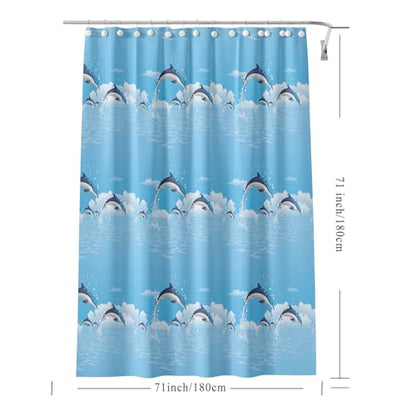 Shower Curtain Liner 72 x 72, Plastic Green Waterproof 4G Lightweight Shower Liner for Bathroom, with Grommets Holes and 3 Heavy Duty Magnetic Weights - color: Blue Bottomed Dolphins