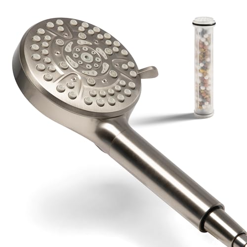 MDhair High Pressure Handheld 5-Stage Filtered Shower Head, Hard Water | Removes chlorine & heavy metals for healthier hair & skin; water softener shower filter, dermatologist-formulated - style: Handheld Showerhead