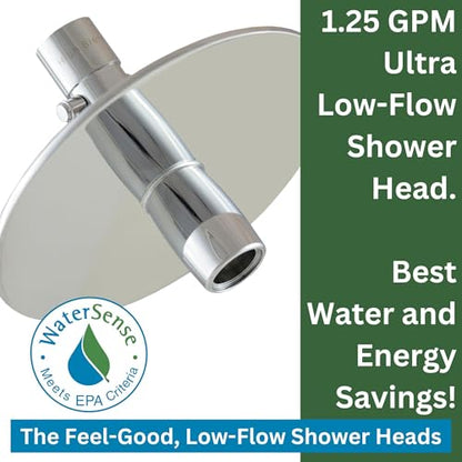High Sierra® Solid Lead-Free Metal NEW Gen 3 'Reflections with Trickle Valve 1.25 GPM. High Efficiency Ultra Low flow Shower Head & Self-Heating 6” Fogless Mirror In One. Matte Black finish - color: Matte Black, size: 1.25 GPM