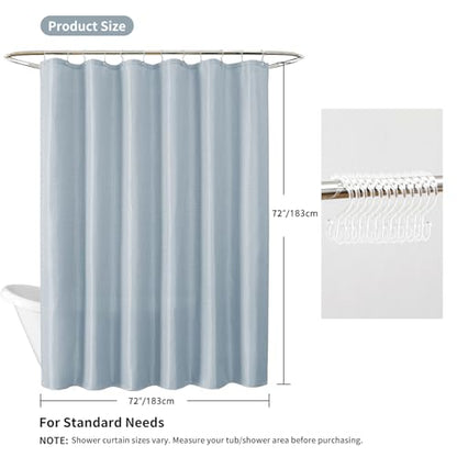 QiyI 3 in 1 Waffle Shower Curtain Set with Liner, Fog Blue, 72 x 72 | Shower Curtain and Liner Set with Hooks, Waterproof Bathroom Curtain with PEVA Liner & 12 Double Sided Clear Plastic Rings - color: Fog Blue, size: 72"W x 72"L (Pack of 1)