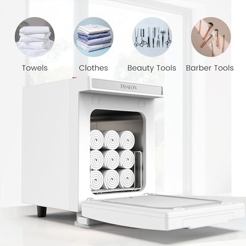 TASALON 5L Hot Towel Warmer Cabinet, Aluminum Inner Chamber - White | Removable tray, fast heating, compact 5L size, ideal for spa, salon, esthetician & massage use, white finish - color: White
