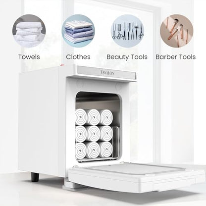 TASALON 5L Hot Towel Warmer Cabinet, Aluminum Inner Chamber - White | Removable tray, fast heating, compact 5L size, ideal for spa, salon, esthetician & massage use, white finish - color: White