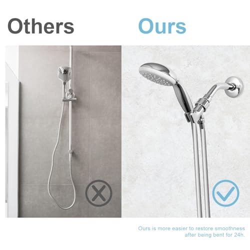 OFFO Ultra-Flex Shower Hose, 100 in Premium RV PVC Handheld Shower Head Hose Flex Hoses Extension with Brass Insert and Nut for Bathing Pet Bathing, Silver Gray - color: Silver Gray, size: 100 in