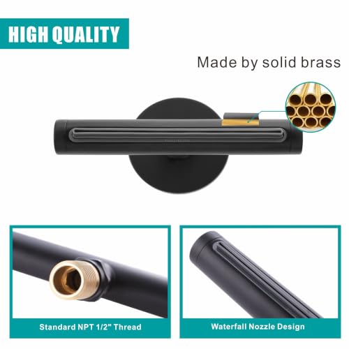 SKOWLL Waterfall Showerhead, Europe Showerhead Spas, Wall Mount High Pressure Waterfall Head with 360° Rotate Body Spray Jets, Matte Black - color: Matte Black