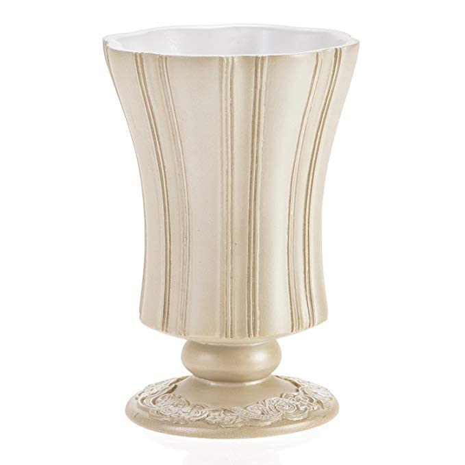 Creative Scents Victoria Beige 4 Piece Resin Bathroom Accessories Set | Includes Soap Dispenser, Toothbrush Holder, Tumbler Cup & Soap Dish - style: 4 Piece Set