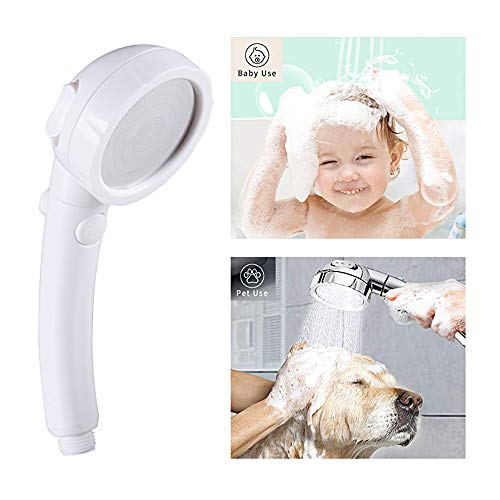 RV & Camper High Pressure Handheld Shower Head with Pause Button | 3 Spray Modes with ON/OFF Switch, Detachable Dog Shower Attachment, Drill-Free Pet Shower Wand with Bracket & Hose, White - color: White