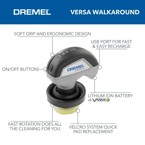 Dremel Versa Power Scrubber Kit with 5 Scrub Daddy Cleaning Sponge Pads - Waterproof Cordless Electric Spin Scrubber, High Speed, Multi-Surface Cleaning for Kitchen, Household, and Bathroom, PC10-07 | 5 Scrub Daddy Cleaning Sponge Pads, Waterproof Cordles