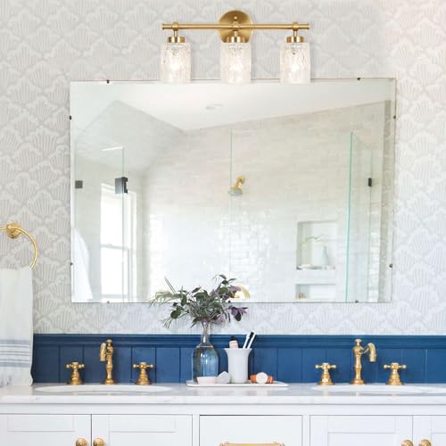 ALICE HOUSE 3-Light Vanity Light Fixture Over Mirror, Brushed Brass, Easy Bulb Replacement, LED Compatible, Bright and Elegant Bathroom Light for Makeup AL5095-W3 - size: 3 Light