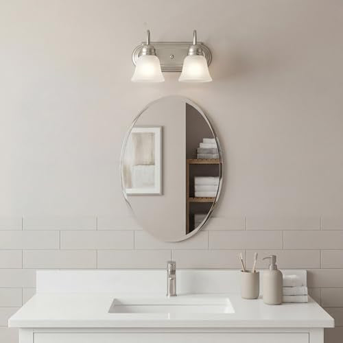 Kichler 12.25" 2-Light Vanity Bath Light in Brushed Nickel, Modern Bathroom Light with Clear Satin Etched Glass, (12.25" W x 8" H), 5336NIS - color: Brushed Nickel, size: 12.25"