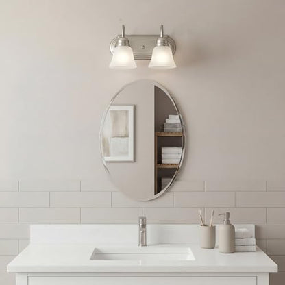 Kichler 12.25" 2-Light Vanity Bath Light in Brushed Nickel, Modern Bathroom Light with Clear Satin Etched Glass, (12.25" W x 8" H), 5336NIS - color: Brushed Nickel, size: 12.25"
