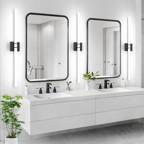 Modern Black Vanity Light Bar 40 Inch, 30W 5CCT Dimmable Bathroom Light Fixtures LED Wall Lighting Fixture - color: Black, size: 40 inch