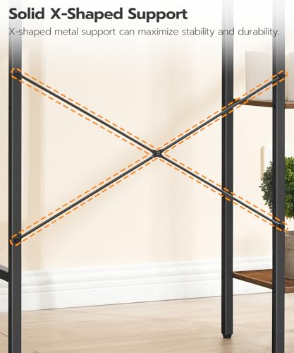 HOOBRO Over The Toilet Storage, 8-Tier Bathroom Organizer Over Toilet Shelf, Storage Rack Above Toilet Stand, Freestanding Space Saver, Toilet Paper Holder, Rustic Brown and Black BF86TS01