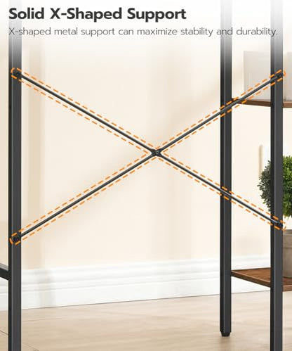 HOOBRO Over The Toilet Storage, 8-Tier Bathroom Organizer Over Toilet Shelf, Storage Rack Above Toilet Stand, Freestanding Space Saver, Toilet Paper Holder, Rustic Brown and Black BF86TS01