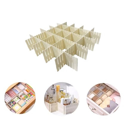 Onerbuy 8pcs Adjustable Grid Drawer Dividers DIY Plastic Closet Separator Tidy Organizer Container for Underwear Socks Belt Office Supplies(Beige) - color: Beige