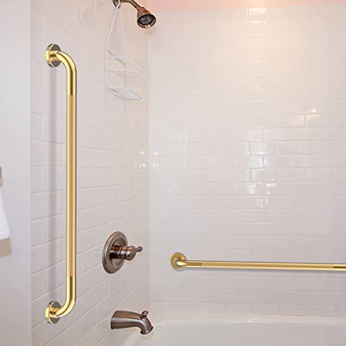 36 Inch Anti Slip Shower Grab Gold, Munzong Bathroom Grab Bar, Knurled Bathroom Balance Bar,Safety Hand Rail Support Handicap Elderly Injury Senior Assist Bath Handle | Knurled Bathroom Balance Bar Safety Senior Hand Rail Support Handicap Elderly Injury A