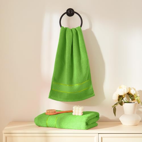 COZYART Bath Towel Set 6 PCS, Luxury 100% Turkish Cotton 650GSM Ultra Soft | Absorbent Quick Dry, OEKO‑Tex 100 Cert. Zero Twist Ring Spun Cotton, Plush Fluffy, Breathable Hotel Quality Bathroom Towels - color: Grass Green