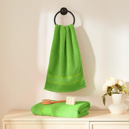 COZYART Bath Towel Set 6 PCS, Luxury 100% Turkish Cotton 650GSM Ultra Soft | Absorbent Quick Dry, OEKO‑Tex 100 Cert. Zero Twist Ring Spun Cotton, Plush Fluffy, Breathable Hotel Quality Bathroom Towels - color: Grass Green
