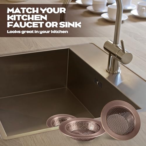 2 Pcs Sink Strainer Stainless Steel Kitchen Sink Drain Strainer Basket Cover Mesh Hair Food Catcher, Large Wide Rim of 4.4 Diameter(Red Bronze) - color: Red Bronze