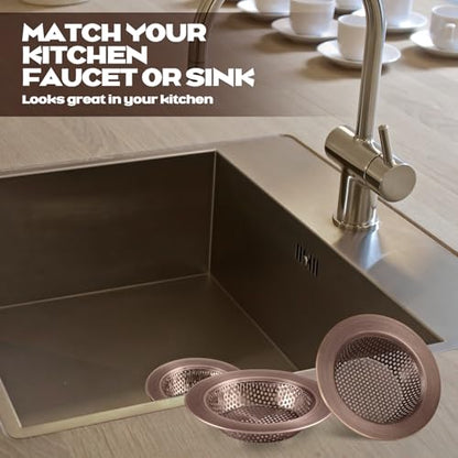 2 Pcs Sink Strainer Stainless Steel Kitchen Sink Drain Strainer Basket Cover Mesh Hair Food Catcher, Large Wide Rim of 4.4 Diameter(Red Bronze) - color: Red Bronze