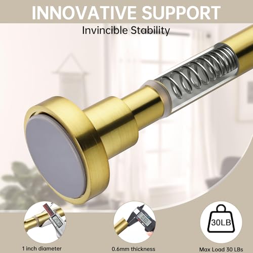 BRIOFOX Shower Curtain Rod Adjustable 18-78 Inch, Spring Tension Shower Rod No Drilling Non Slip, Brushed Gold - color: Brushed Gold, size: 18-78 Inch
