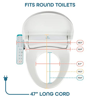 BidetMate 1000 Series Electric Bidet Toilet Seat, Heated Water and Seat | Instant warm-water wash, heated seat, air dryer, and self-cleaning nozzle. Side panel control. Fits round toilets. - style: 1000 Series | Round | Side Panel