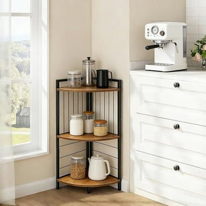 Corner Shelf Stand 27.9" H, 3 Tier Corner Display Shelving Unit with Sturdy Metal Frame Multipurpose Corner Bookshelf for Small Spaces Bathroom, Kitchen, Bedroom, Living Room