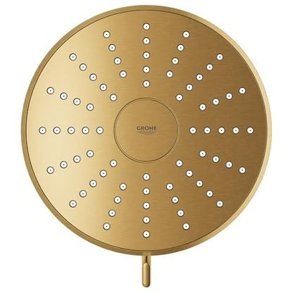 GROHE Aquabooster Tempesta 140 High Pressure Shower Head, Multi-Spray – 1.75 GPM Round Fixed Wall Mount, Brushed Gold 111746GN00 - color: Brushed Gold