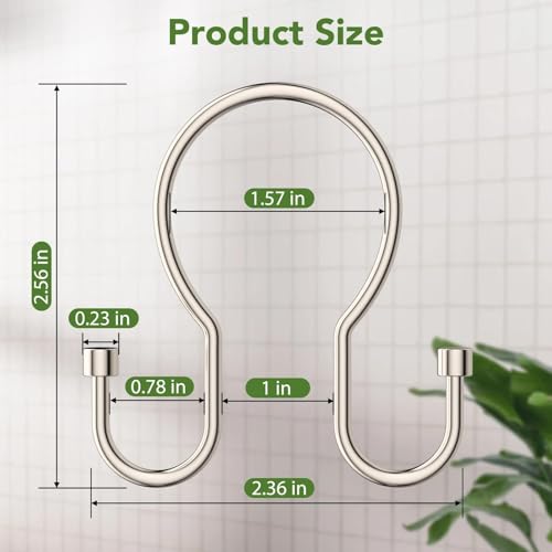 Shower Curtain Hooks, Simple Shower Curtain Rings, Sturdy Shower Curtain Hangers, Double Hook Shower Curtain Hooks, Smooth Gliding Metal Shower Hooks for Shower Curtain (Nickel, 12 Pack) - color: Nickel, size: 12 Pack