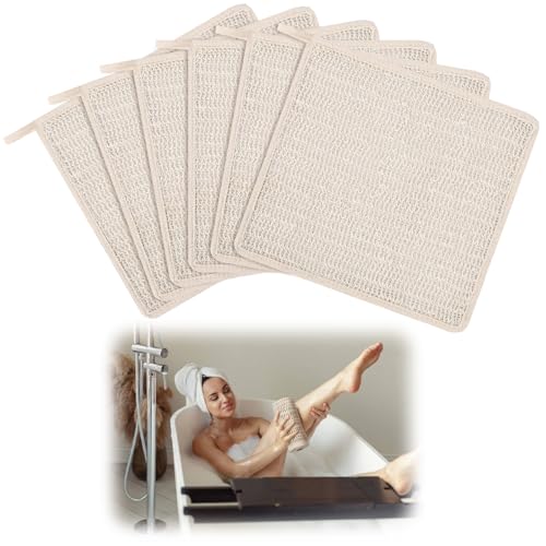 Batiyeer 6 Packs 100% Natural Sisal Exfoliating Washcloth Natural Skincare Gentle Durable Reusable for Face or Body Biodegradable Removes Dead Skin Cells Stimulates Circulation(11.02″ X 11.02″)
