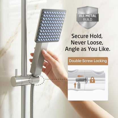 KES All Metal Shower Slide Bar 30-Inch with Adjustable Shower Head Holder | Non-Plastic Shower Sliding Bar with 18/8 Stainless Steel Adjustable Bracket Cover Existing Holes, Brushed Steel - color: Brushed Steel