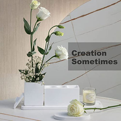 Ceramic Toothbrush Holders for Bathrooms, White Bathroom Accessories Diatomite, Electric Toothbrush Holder Countertop with Toothbrush Holders, Soap Dish Set