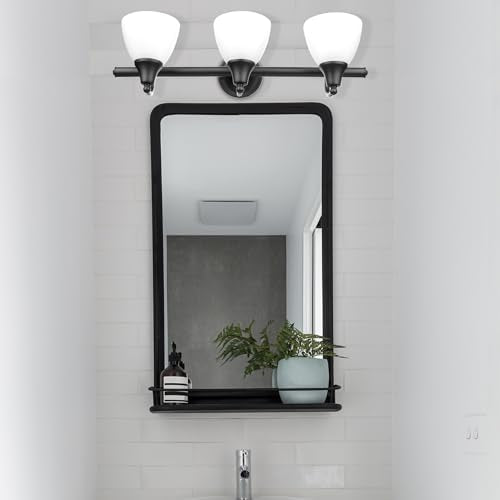 Globe Electric 51227 Jayden 5-Piece All-In-One Bathroom Set, Oil Rubbed Bronze, 3-Light Vanity Light with Frosted Glass Shades, Towel Bar, Toilet Paper Holder, Towel Ring, Robe Hook, Bulb Not Included - color: Oil-Rubbed Bronze