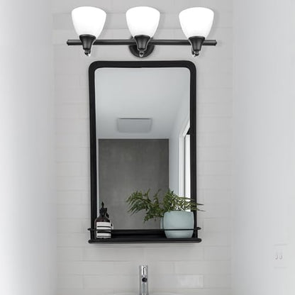 Globe Electric 51227 Jayden 5-Piece All-In-One Bathroom Set, Oil Rubbed Bronze, 3-Light Vanity Light with Frosted Glass Shades, Towel Bar, Toilet Paper Holder, Towel Ring, Robe Hook, Bulb Not Included - color: Oil-Rubbed Bronze