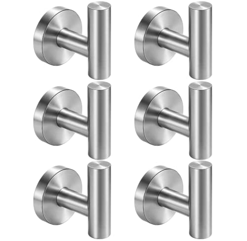 Nolimas Bathroom Towel Hooks SUS 304 Stainless Steel Coat Hook Round Clothes Towel Coat Robe Hook Cabinet Closet Door Sponges Holder for Bath Kitchen Garage Hotel,Wall Mounted, Brushed Nickel,6Pack - color: 6pcs Brushed Nickel