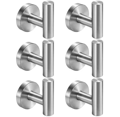 Nolimas Bathroom Towel Hooks SUS 304 Stainless Steel Coat Hook Round Clothes Towel Coat Robe Hook Cabinet Closet Door Sponges Holder for Bath Kitchen Garage Hotel,Wall Mounted, Brushed Nickel,6Pack - color: 6pcs Brushed Nickel