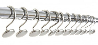 BINO | Shower Curtain Hooks - Brushed Nickel - Set of 12 | Hooks Shower Curtain | Shower Curtain Rings Hooks | Rust Proof Shower Curtain Hooks | Bathroom Shower Hooks For Curtain | Bathroom Essentials - color: Brushed Nickel